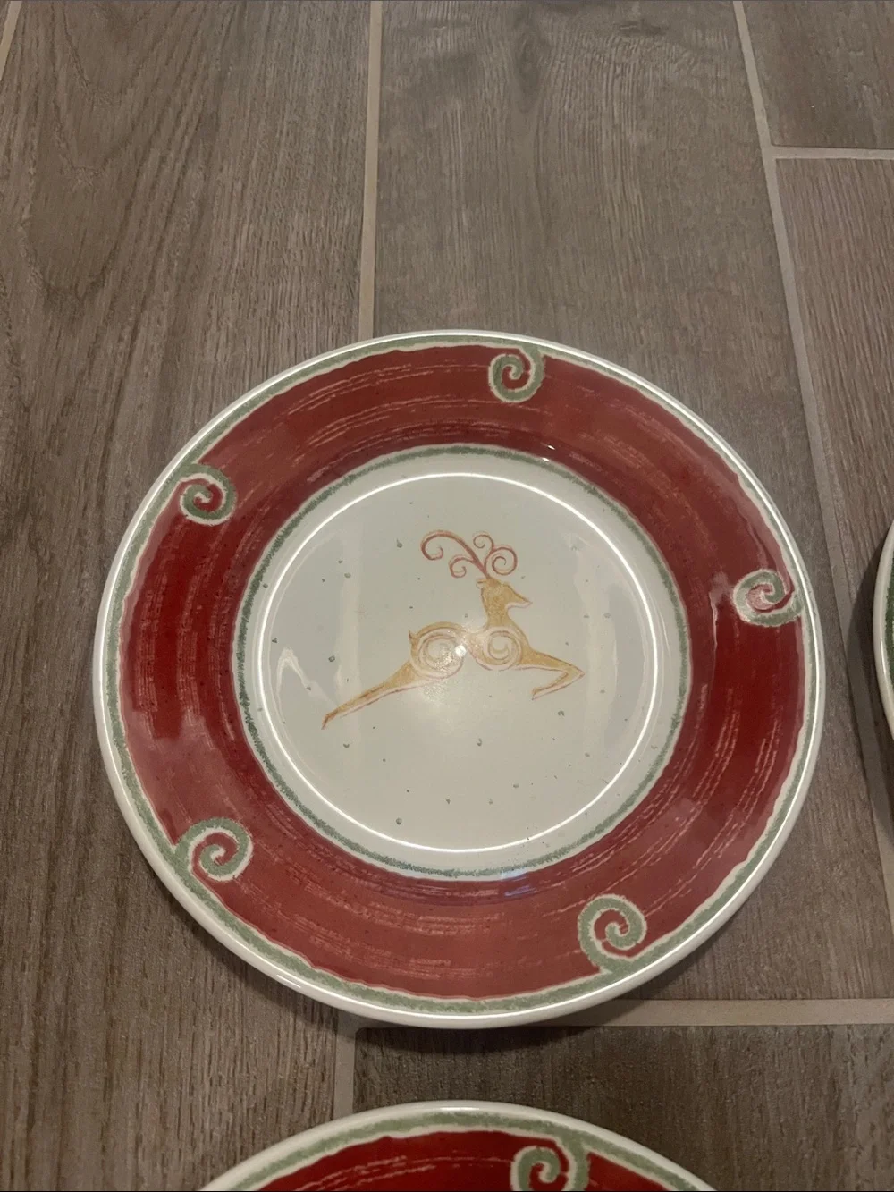 Pier 1 Rustic Reindeer Salad Plates - Set of 4 NWT